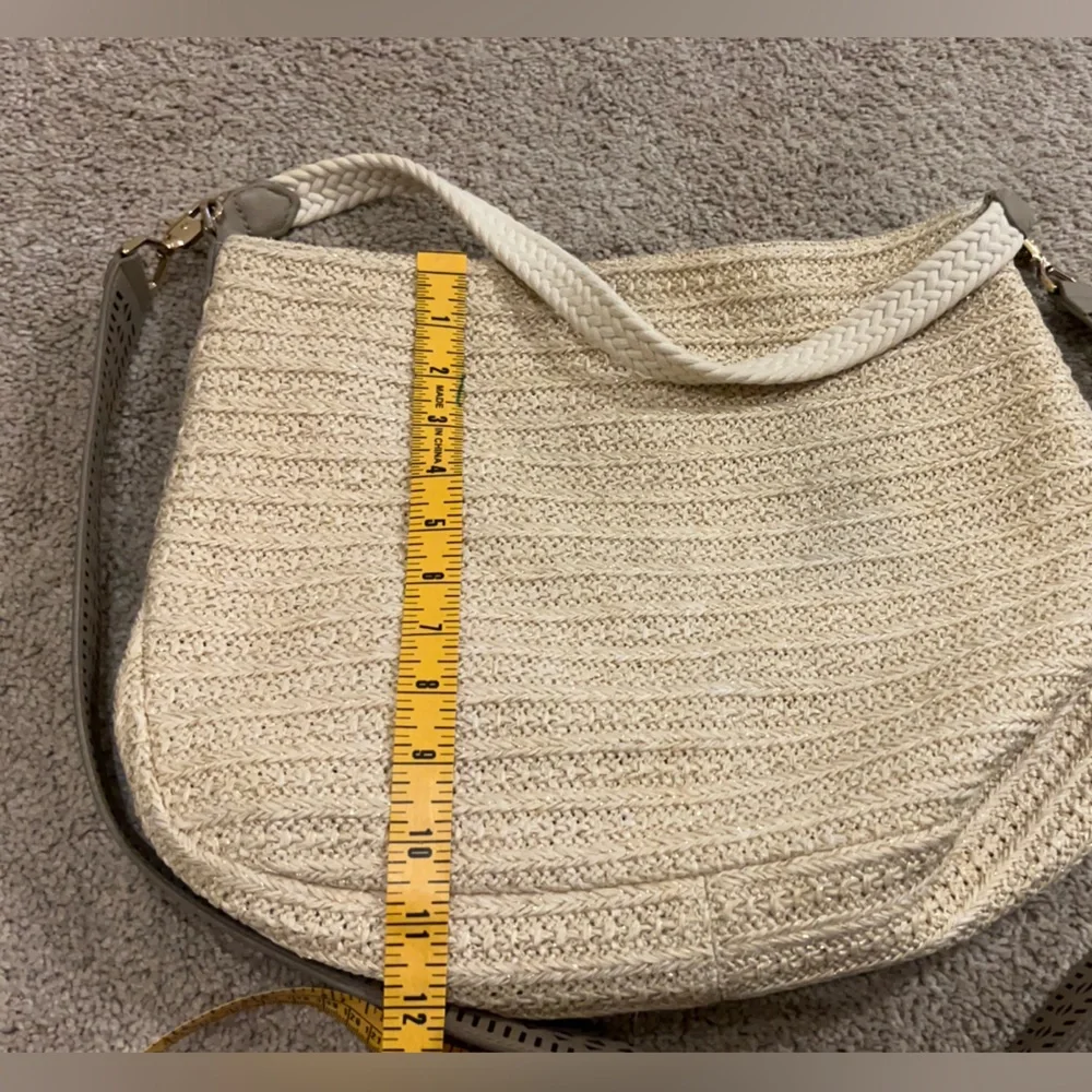 Stella And Dot Ellie Hobo Bag Retired Metallic/Straw Crossbody 2 Way Strap - Picture 9 of 12